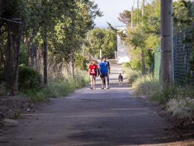 Ci tocca cos� un cammino di 250 metri sotto il sole lungo un viale che costeggia il campeggio